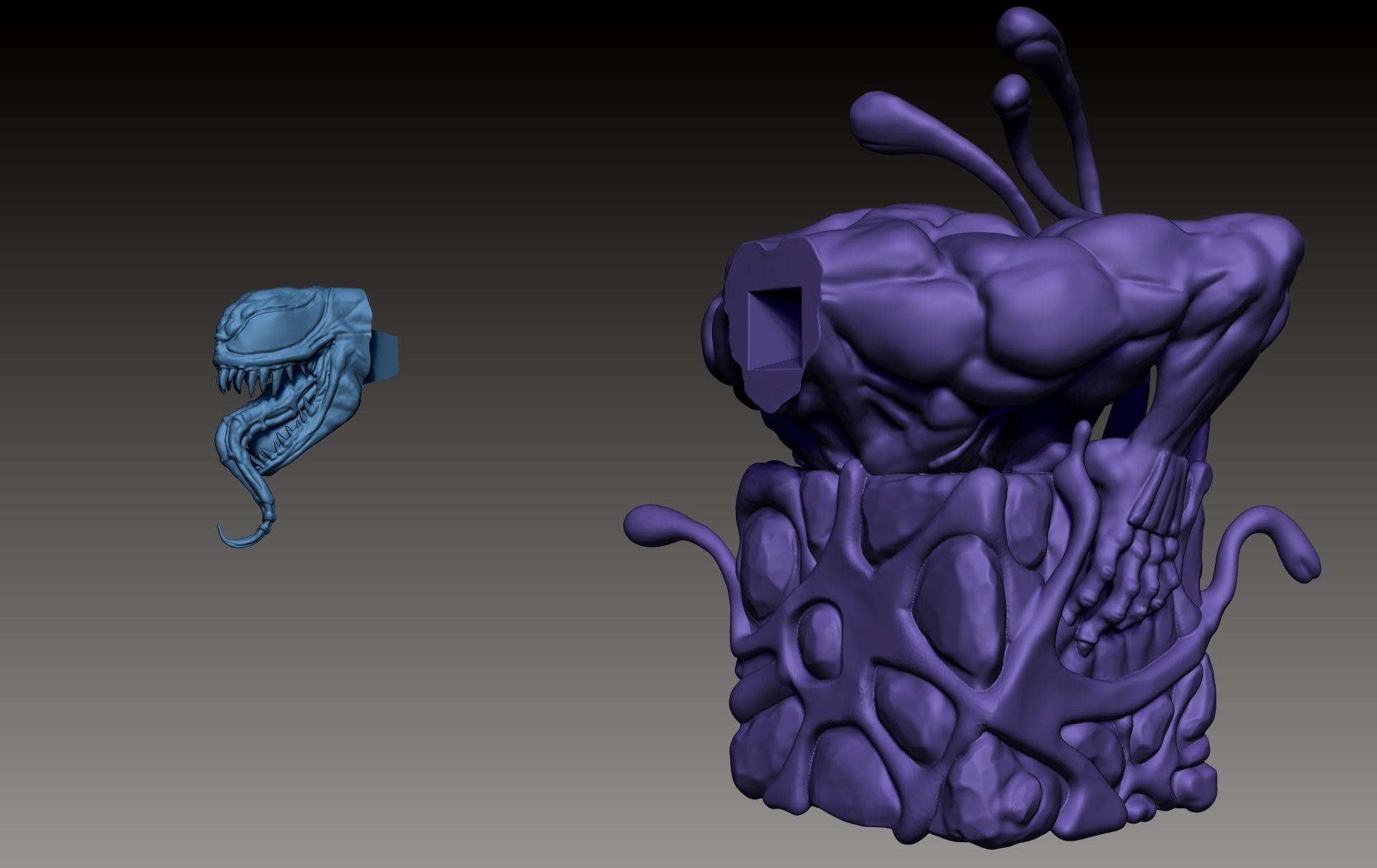 Venom x Cube Miniature sculpt 3D print model_4