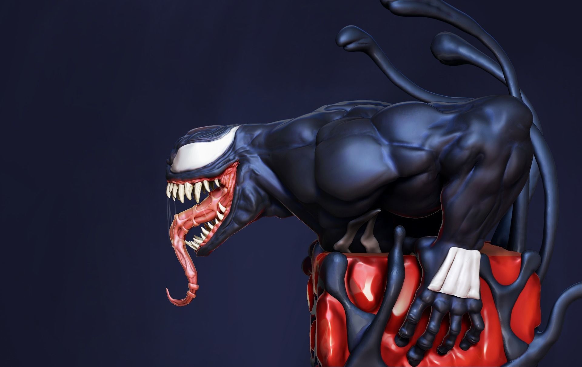 Venom x Cube Miniature sculpt 3D print model_2