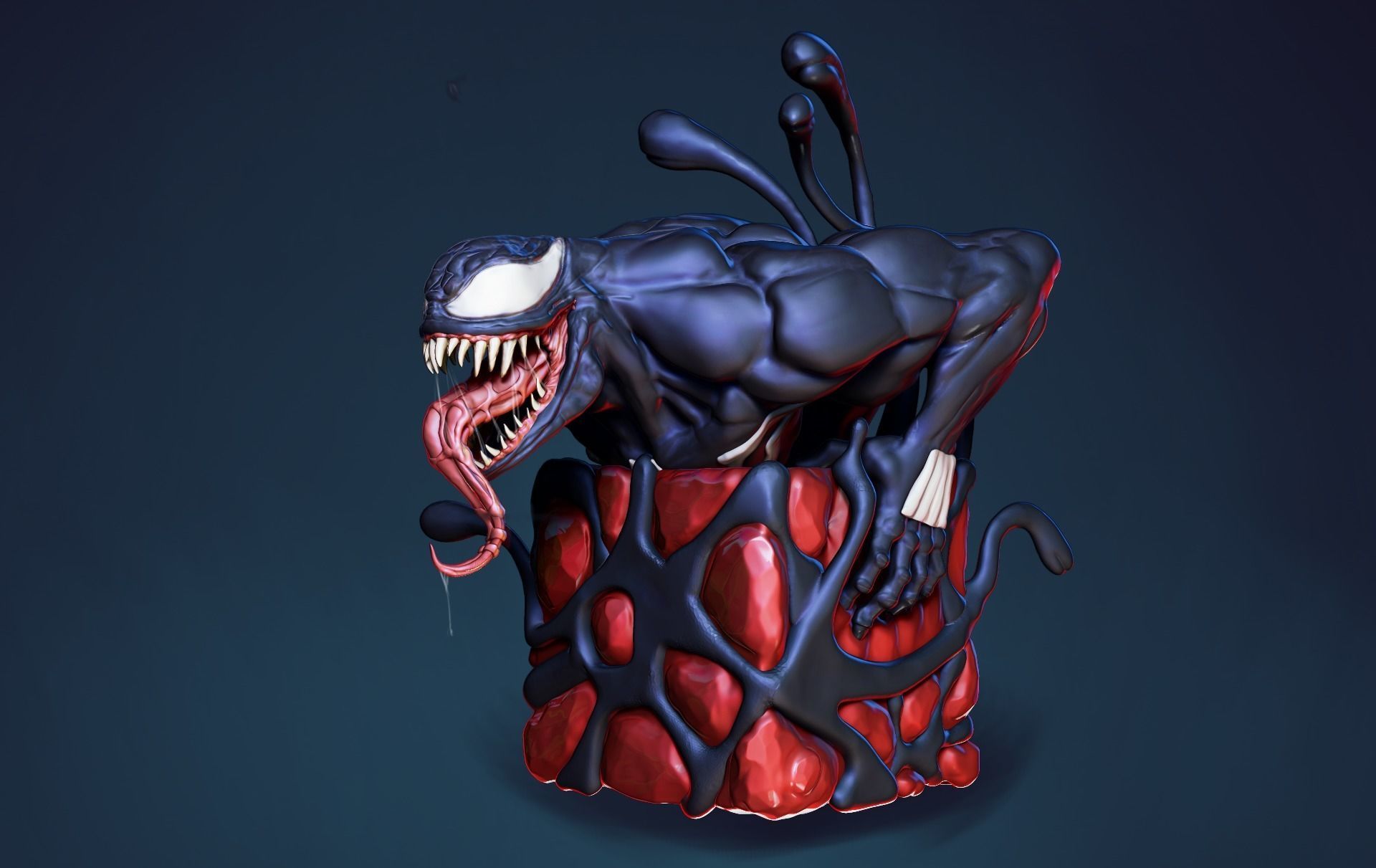 Venom x Cube Miniature sculpt 3D print model_1