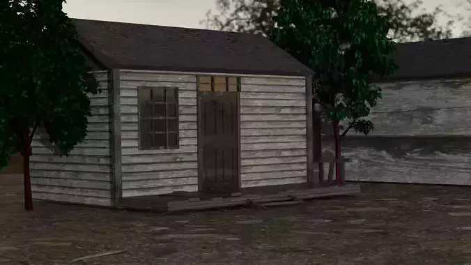 house model with church and a well