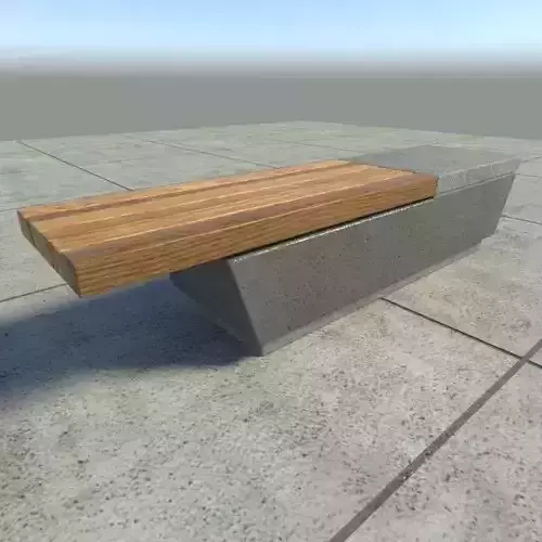 Modern  Wood and Concrete Park Bench