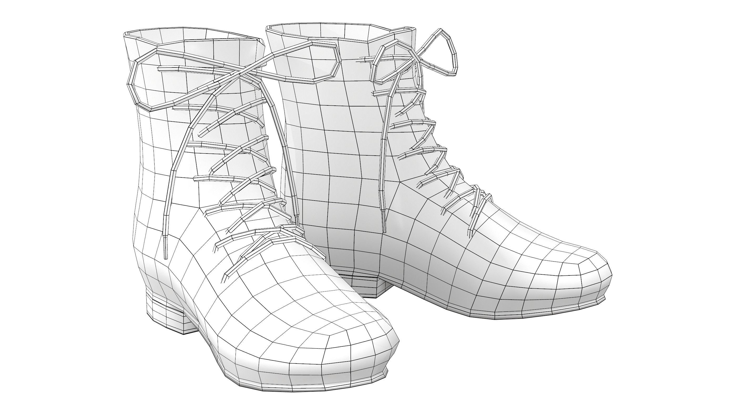 Casual Wear Boots Low-poly 3D model_2