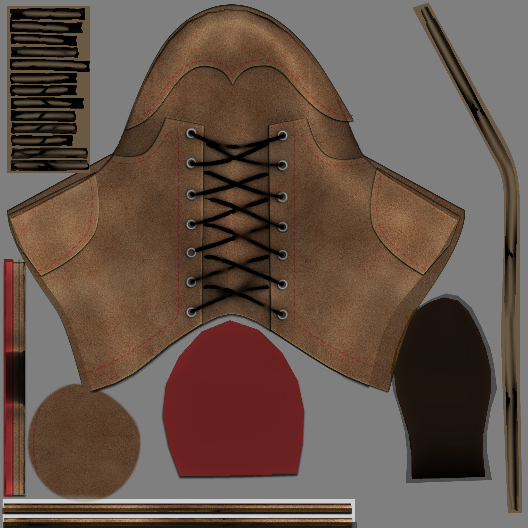 Casual Wear Boots Low-poly 3D model_4