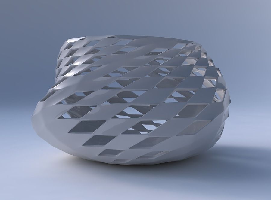 Bowl twisted elipse with checker grid lattice 2 3D print model_4