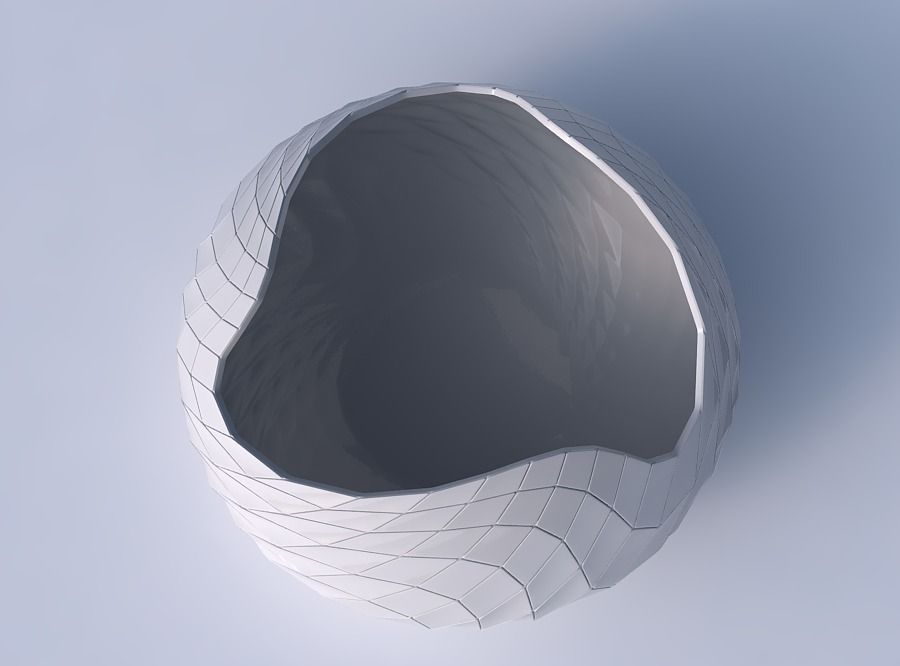 Bowl squeezed twisted with wavy grid plates 3D print model_2