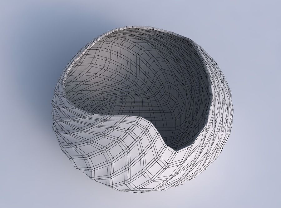 Bowl squeezed twisted with wavy grid plates 3D print model_6