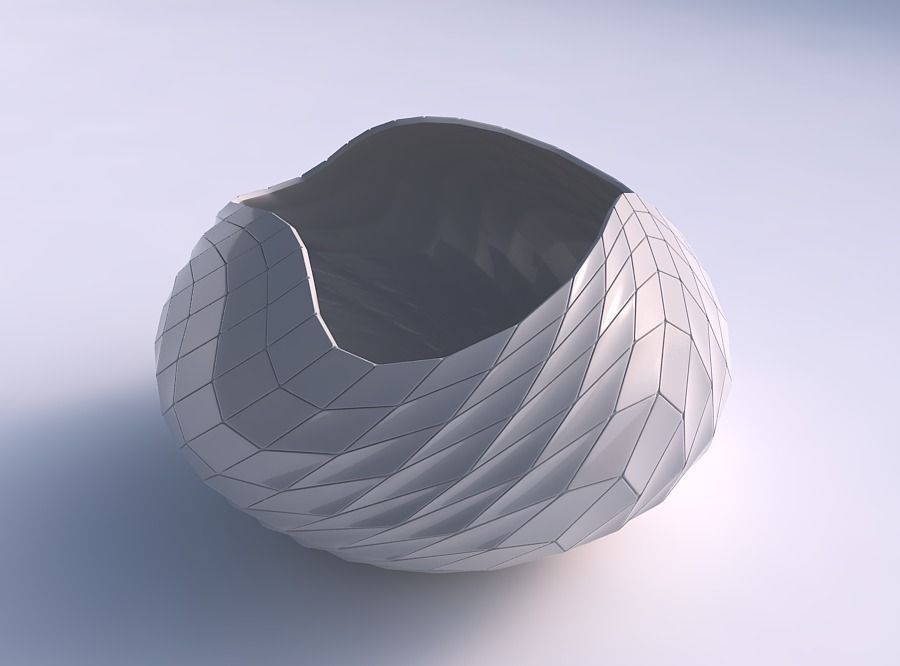 Bowl squeezed twisted with wavy grid plates 3D print model_0