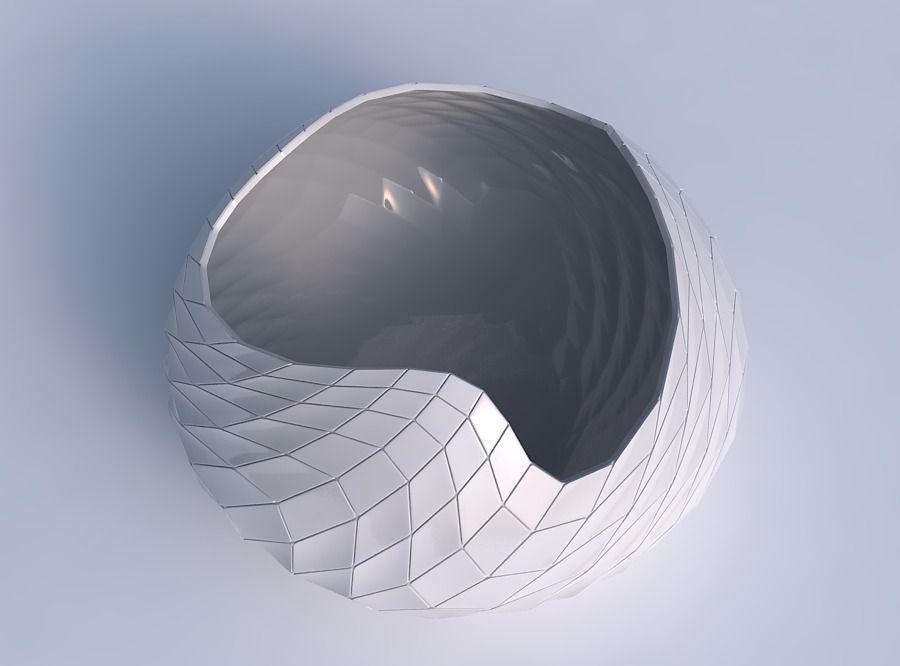 Bowl squeezed twisted with wavy grid plates 3D print model_1