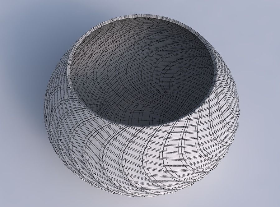 Bowl squeezed twisted with twisted diagonal grid plates 3D print model_6