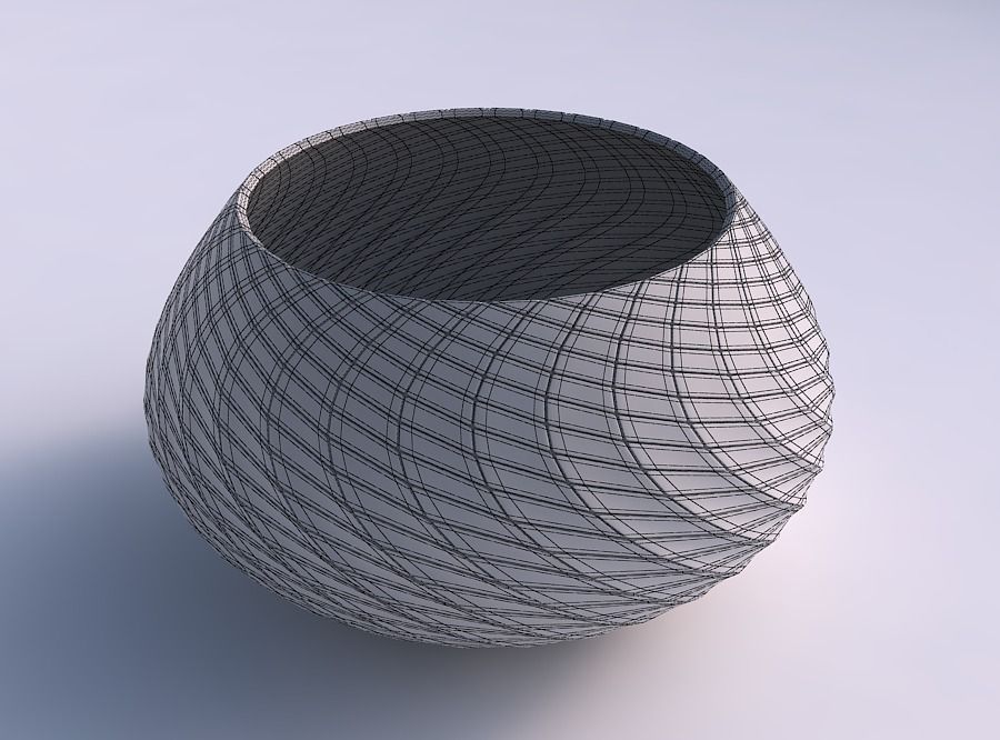 Bowl squeezed twisted with twisted diagonal grid plates 3D print model_5