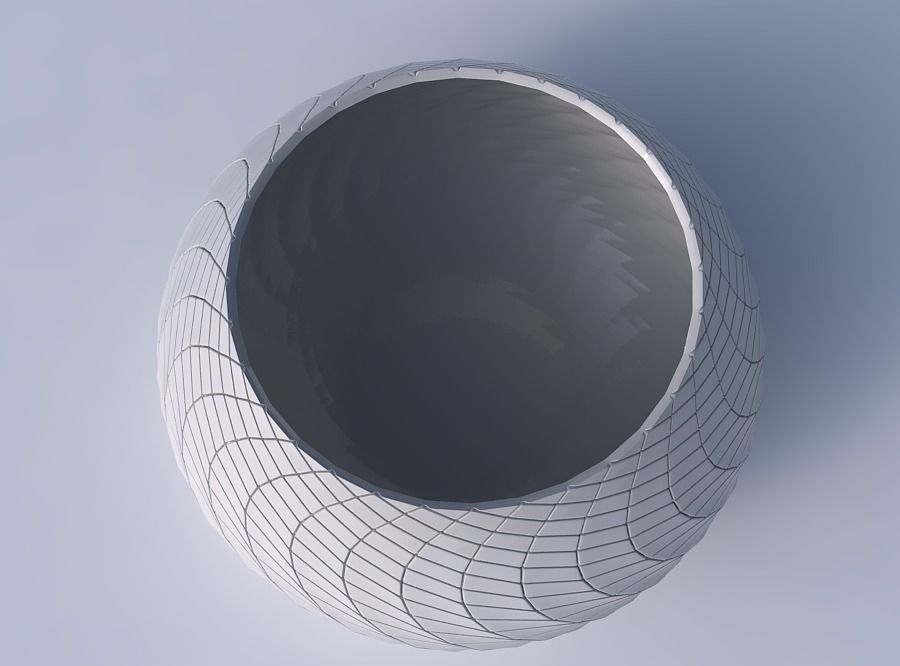 Bowl squeezed twisted with twisted diagonal grid plates 3D print model_2
