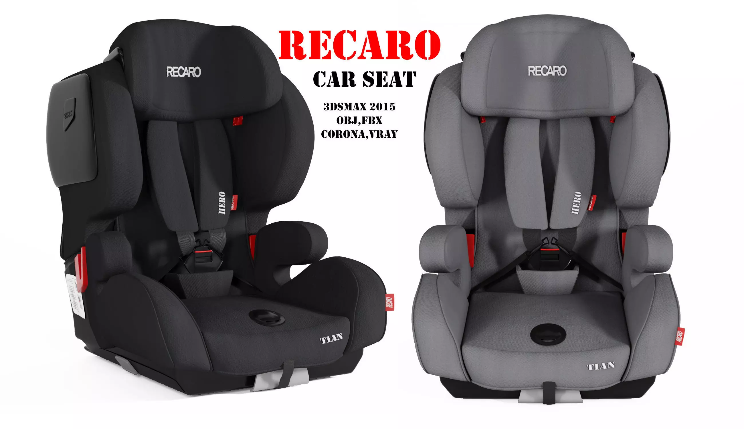 Recaro Baby Car seat Low-poly 3D model_0