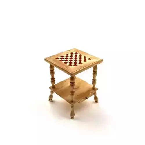 Wooden Checkerboard Chess Table 3D model