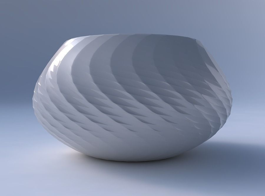 Bowl squeezed twisted with twisted diagonal grid pattern 3D print model_4