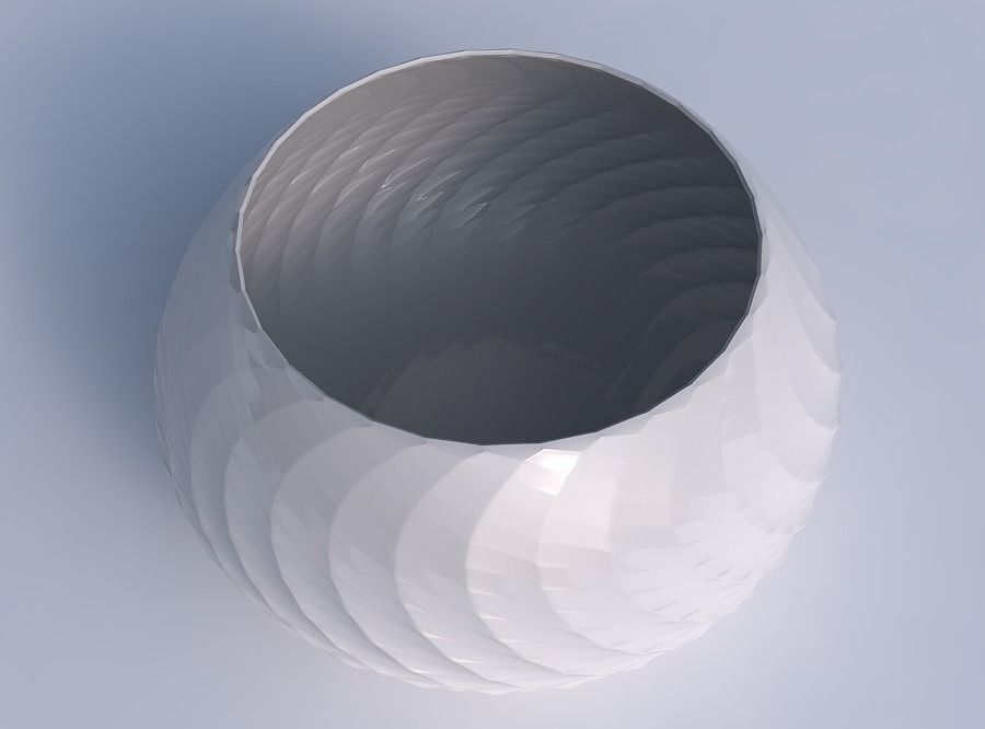 Bowl squeezed twisted with twisted diagonal grid pattern 3D print model_1