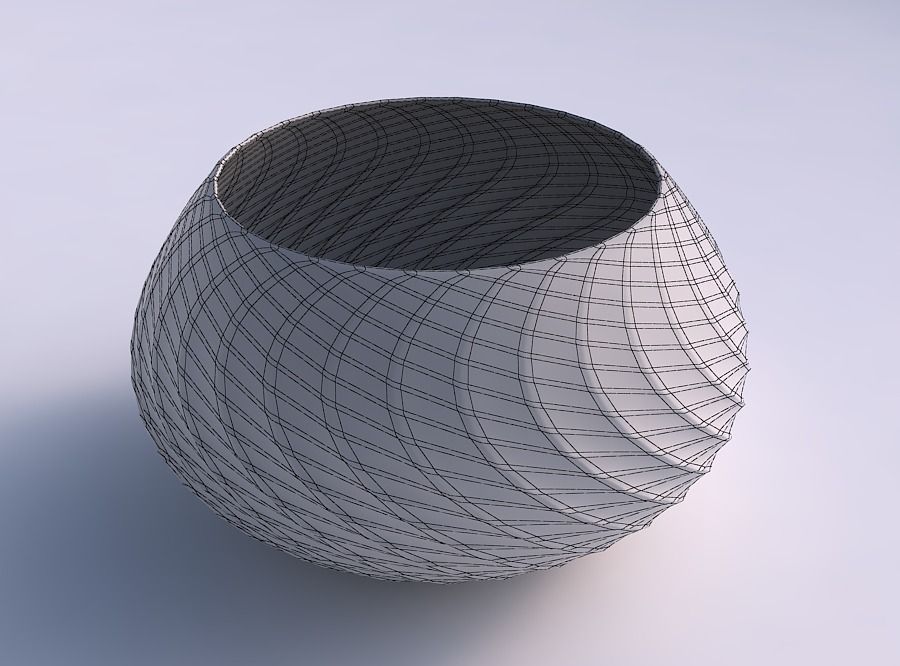 Bowl squeezed twisted with twisted diagonal grid pattern 3D print model_5