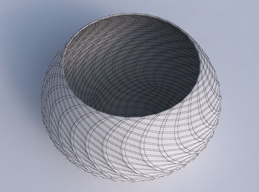 Bowl squeezed twisted with twisted diagonal grid pattern 3D print model_6