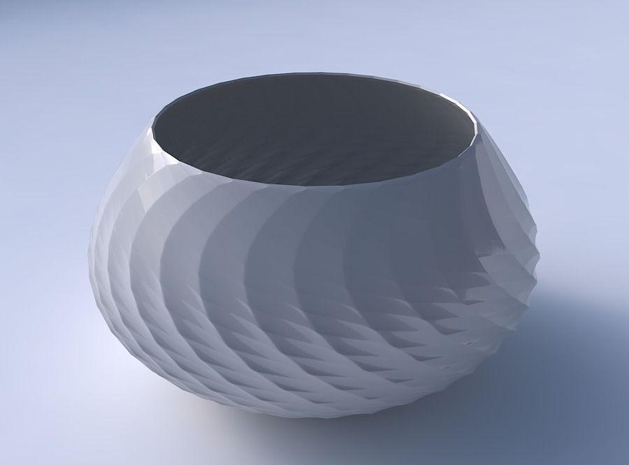 Bowl squeezed twisted with twisted diagonal grid pattern 3D print model_3