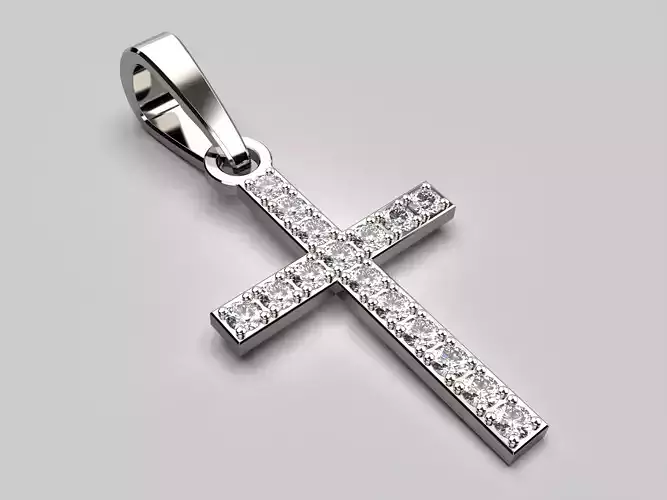 Diamond Cross Necklace Classic Pendant FREE Free 3D print model