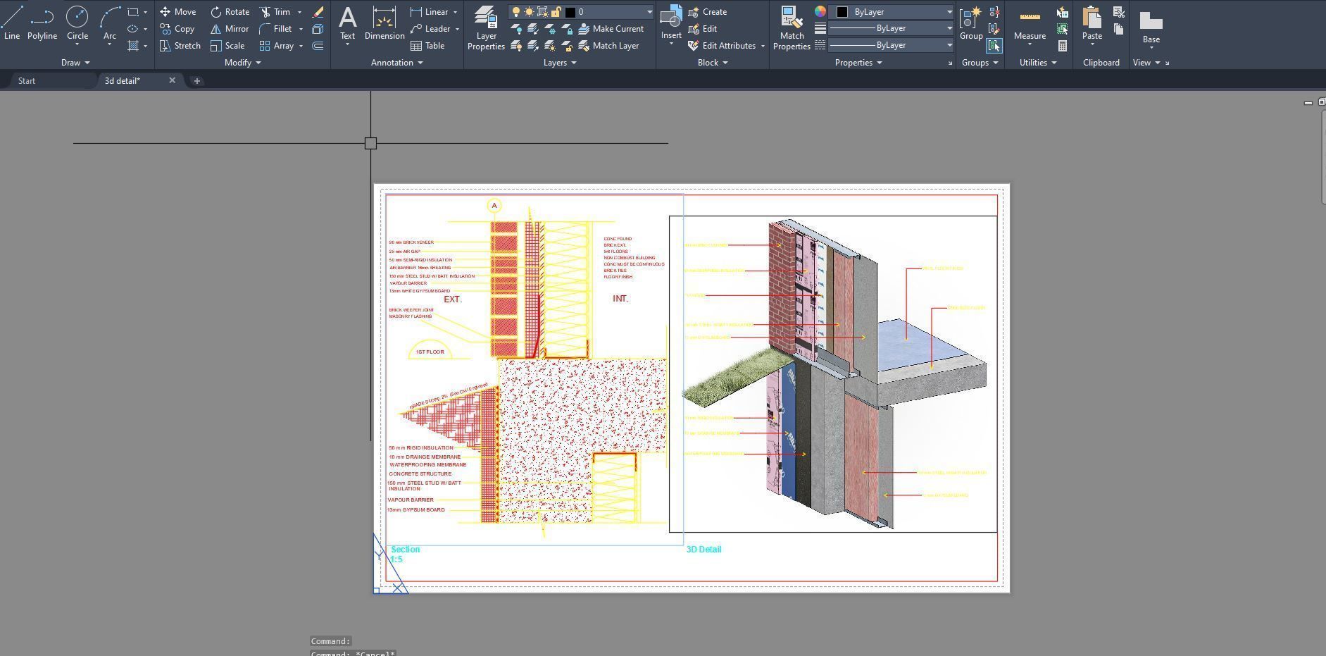 WALL DETAIL gypsum insulation 3D model_1