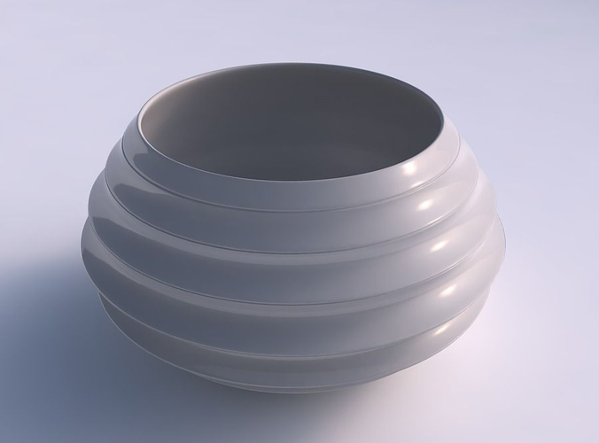 Bowl squeezed twisted with smooth horizontal dents 2