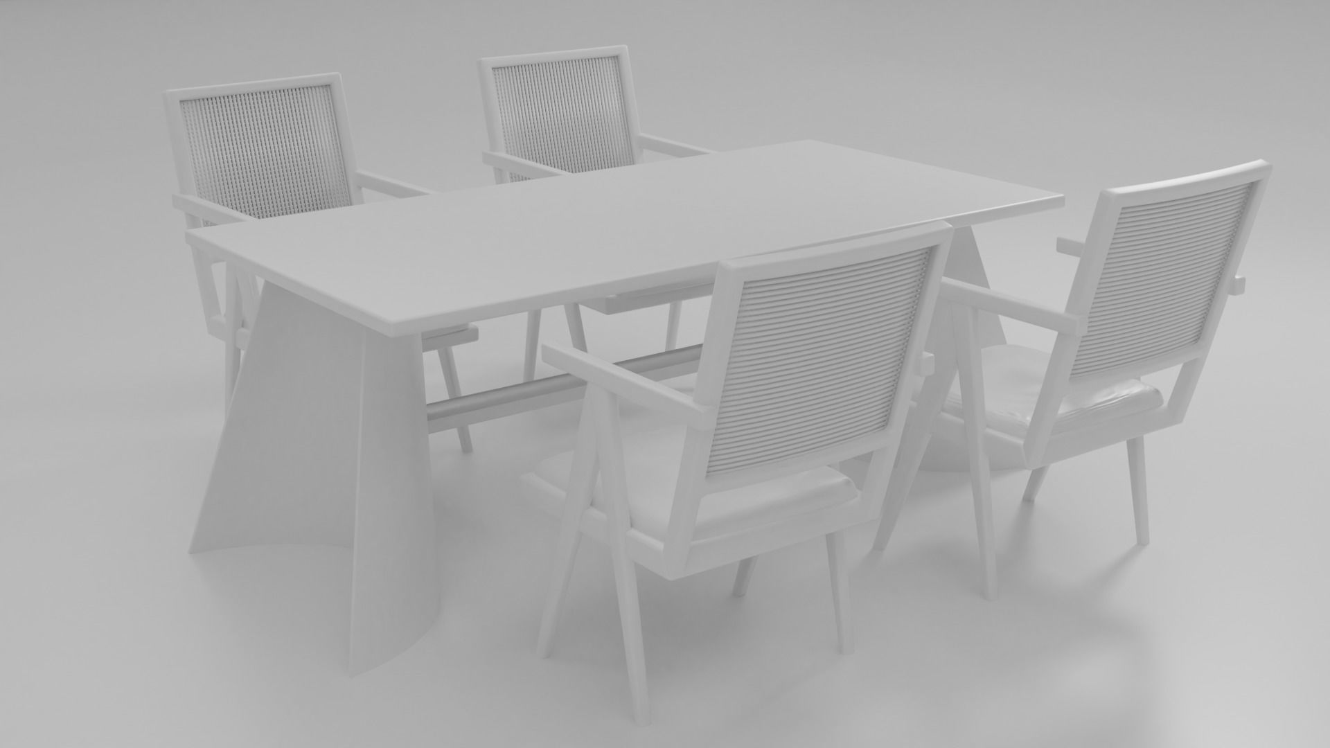 Furniture Table and Chairs 3D model_1