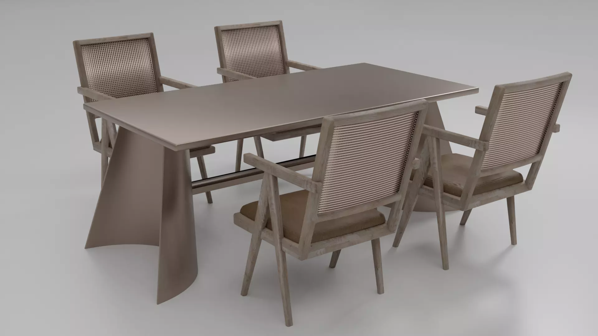 Furniture Table and Chairs 3D model_0