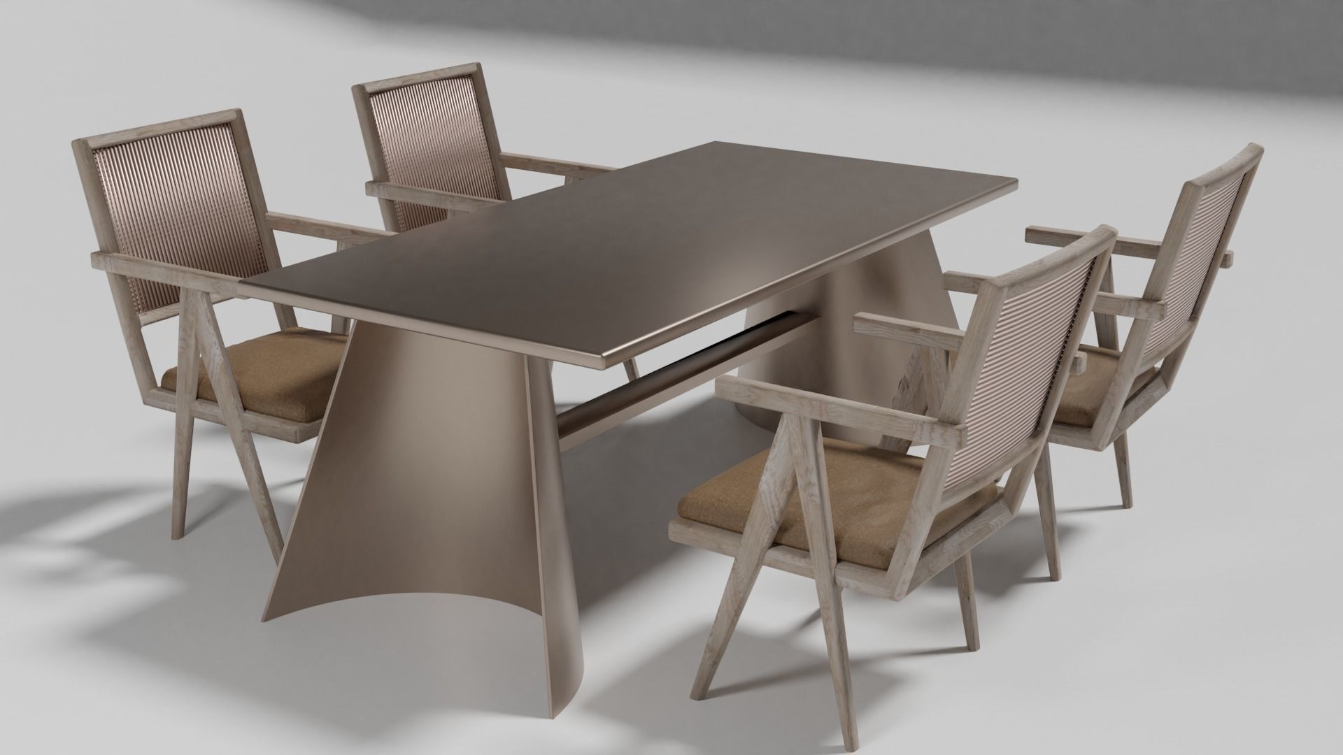 Furniture Table and Chairs 3D model_3