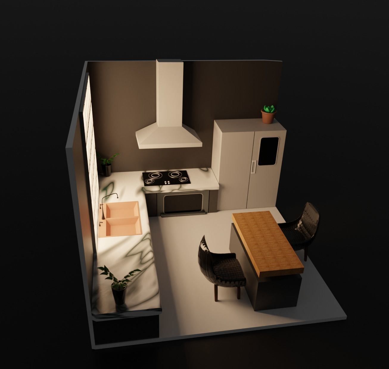Isometric Modular Kitchen Low-poly 3D model_2