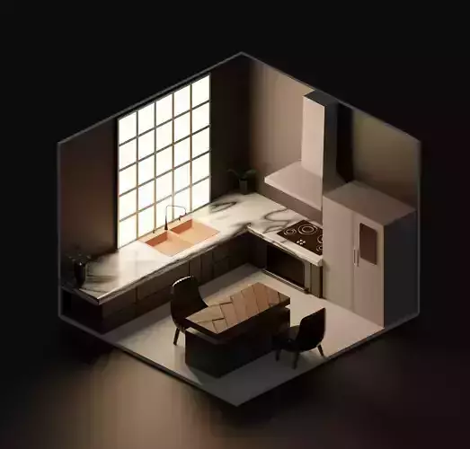 Isometric Modular Kitchen