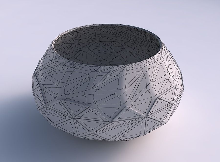 Bowl squeezed twisted with partial random triangle plates 3D print model_5