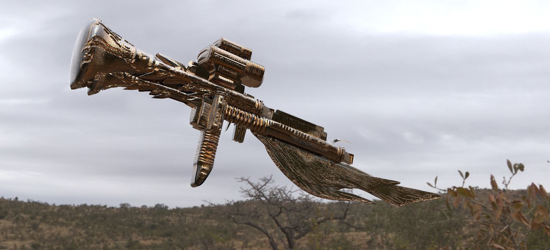 Alien Rifle Weapon 3D model_1