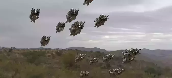 Swarm of Alien Sci fi Ships 3D model