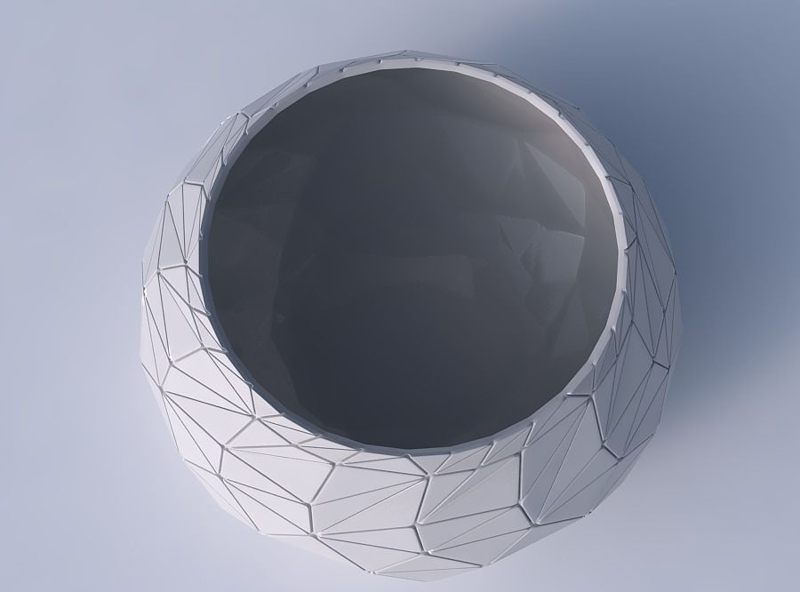 Bowl squeezed twisted with random triangle plates 3D print model_2