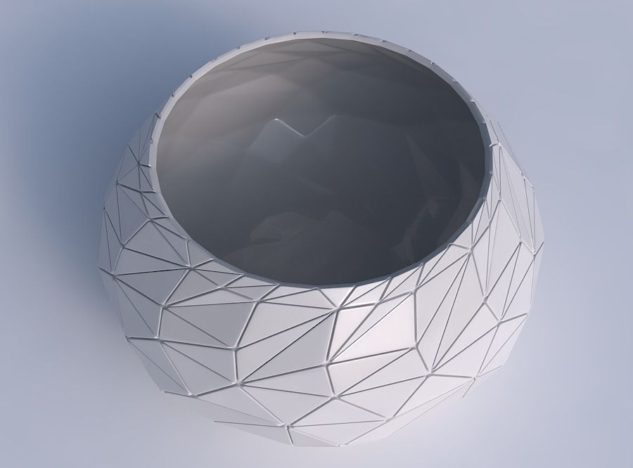 Bowl squeezed twisted with random triangle plates 3D print model_1