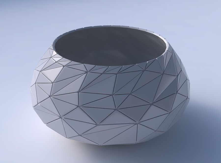 Bowl squeezed twisted with random triangle plates 3D print model_3
