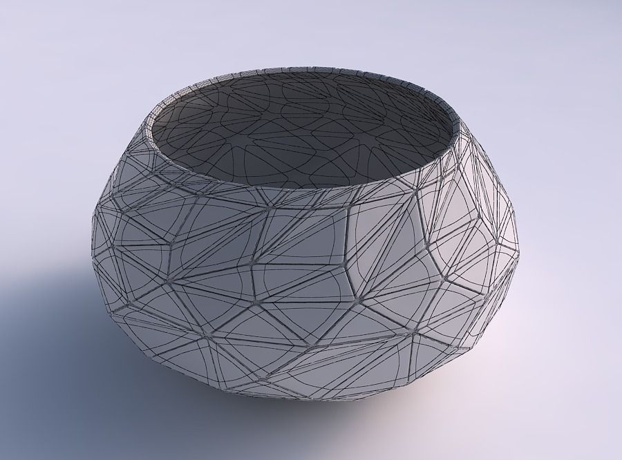 Bowl squeezed twisted with random triangle plates 3D print model_5