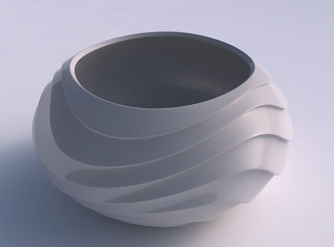 Bowl squeezed twisted with horizontal wavy inverted layers