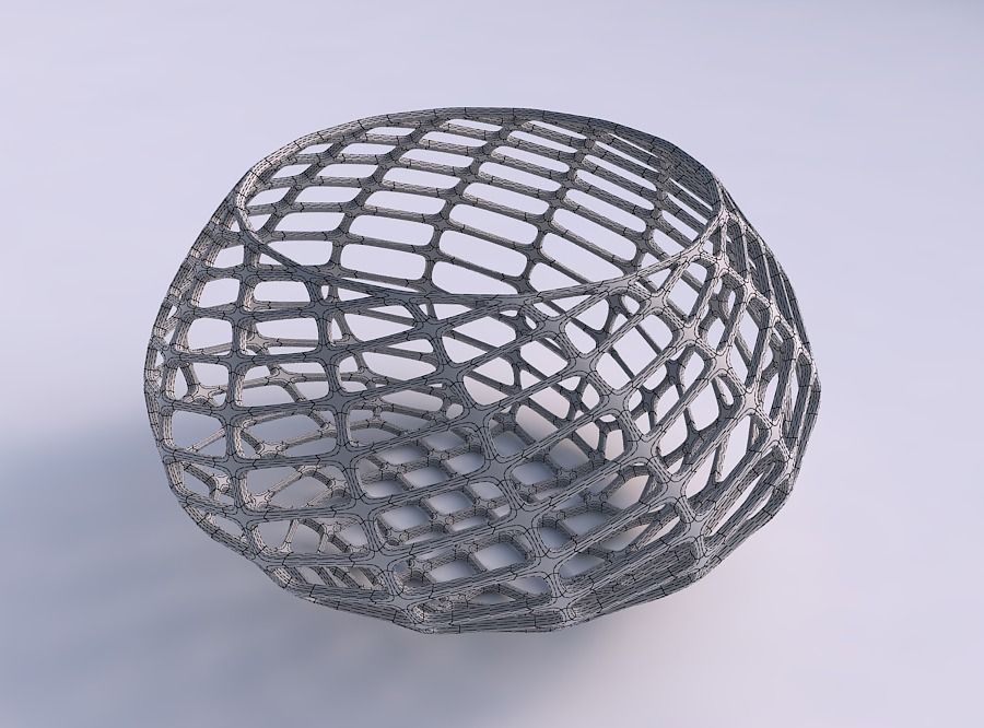 Bowl squeezed twisted with diagonal grid lattice 3D print model_5