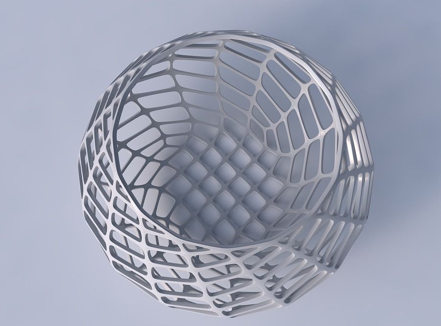 Bowl squeezed twisted with diagonal grid lattice 3D print model_2