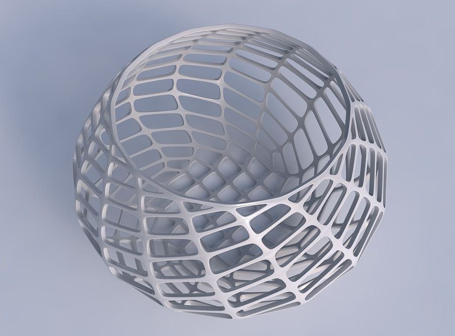 Bowl squeezed twisted with diagonal grid lattice 3D print model_1