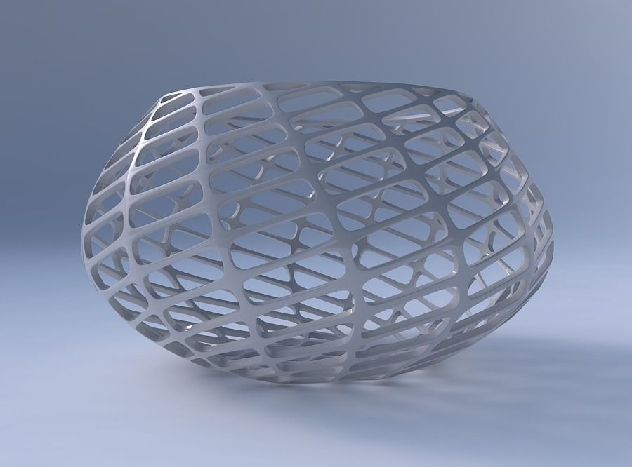 Bowl squeezed twisted with diagonal grid lattice 3D print model_4