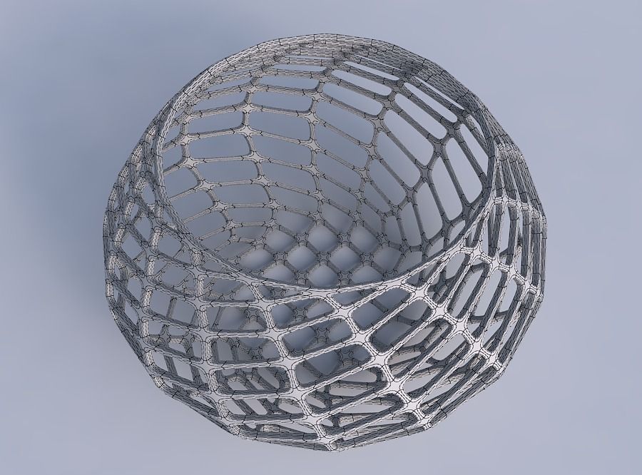 Bowl squeezed twisted with diagonal grid lattice 3D print model_6