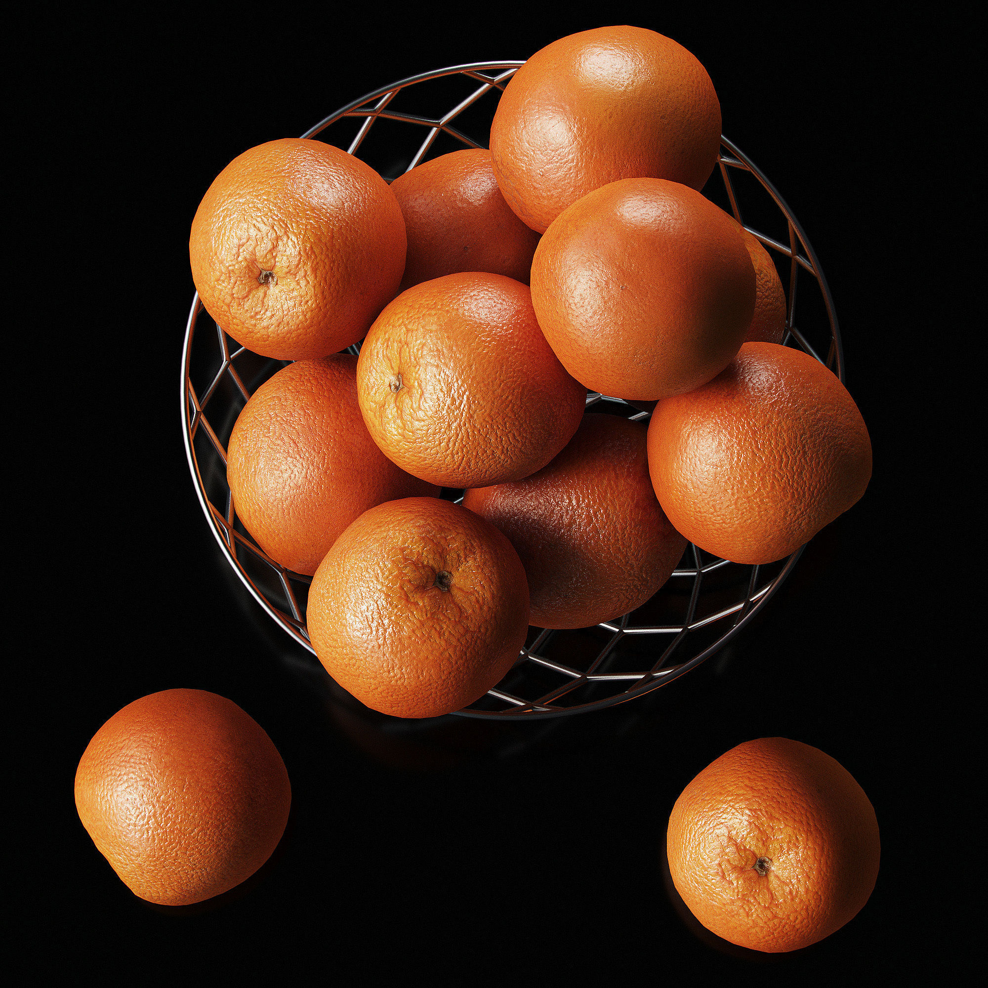 Oranges citrus fruits Low-poly 3D model_2
