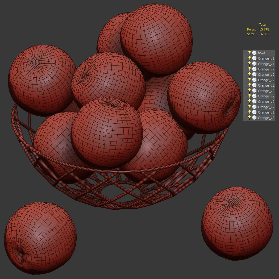 Oranges citrus fruits Low-poly 3D model_7