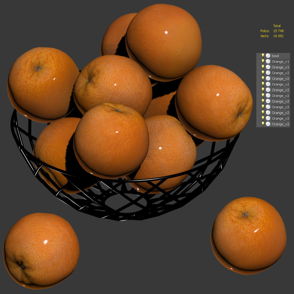 Oranges citrus fruits Low-poly 3D model_5