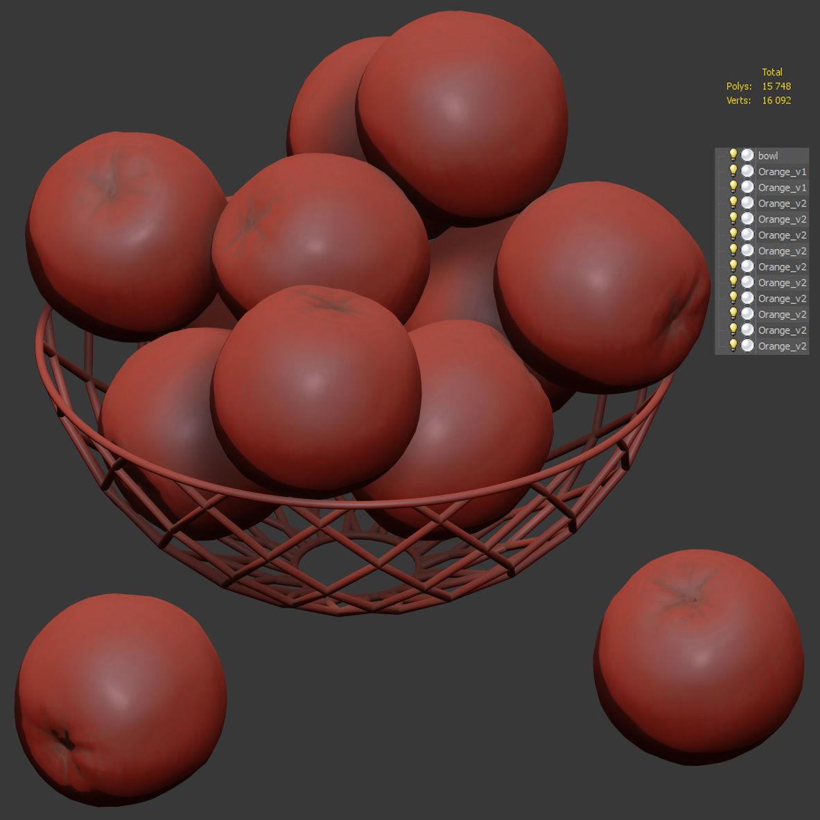Oranges citrus fruits Low-poly 3D model_6