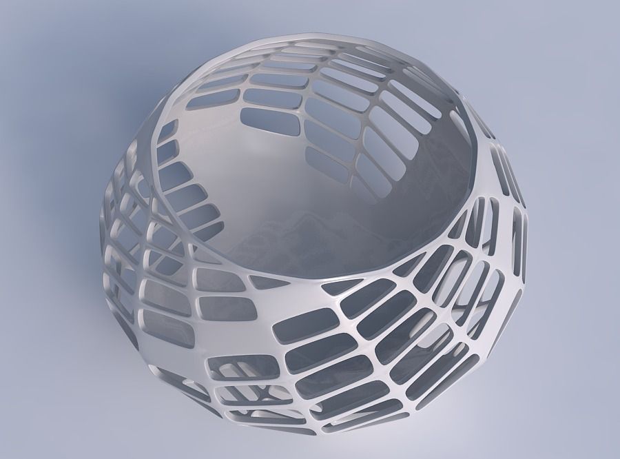 Bowl squeezed twisted with diagonal grid lattice 3 3D print model_1
