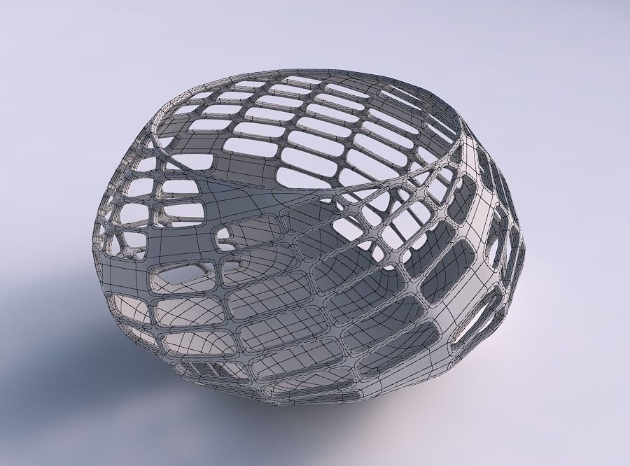 Bowl squeezed twisted with diagonal grid lattice 3 3D print model_5