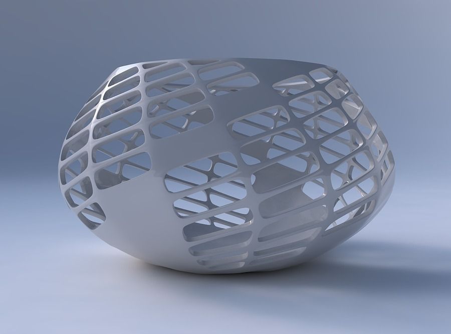 Bowl squeezed twisted with diagonal grid lattice 3 3D print model_4
